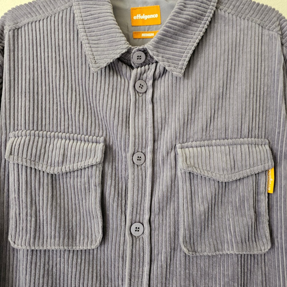 EFFULGENCE Men's Long Sleeve Lavender Corduroy Button Overshirt Jacket Sz M - Picture 7 of 16